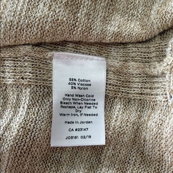 Talbots Petite Open Front Knit Cardigan Neutral Tan and White Marble Size SP - Picture 7 of 7